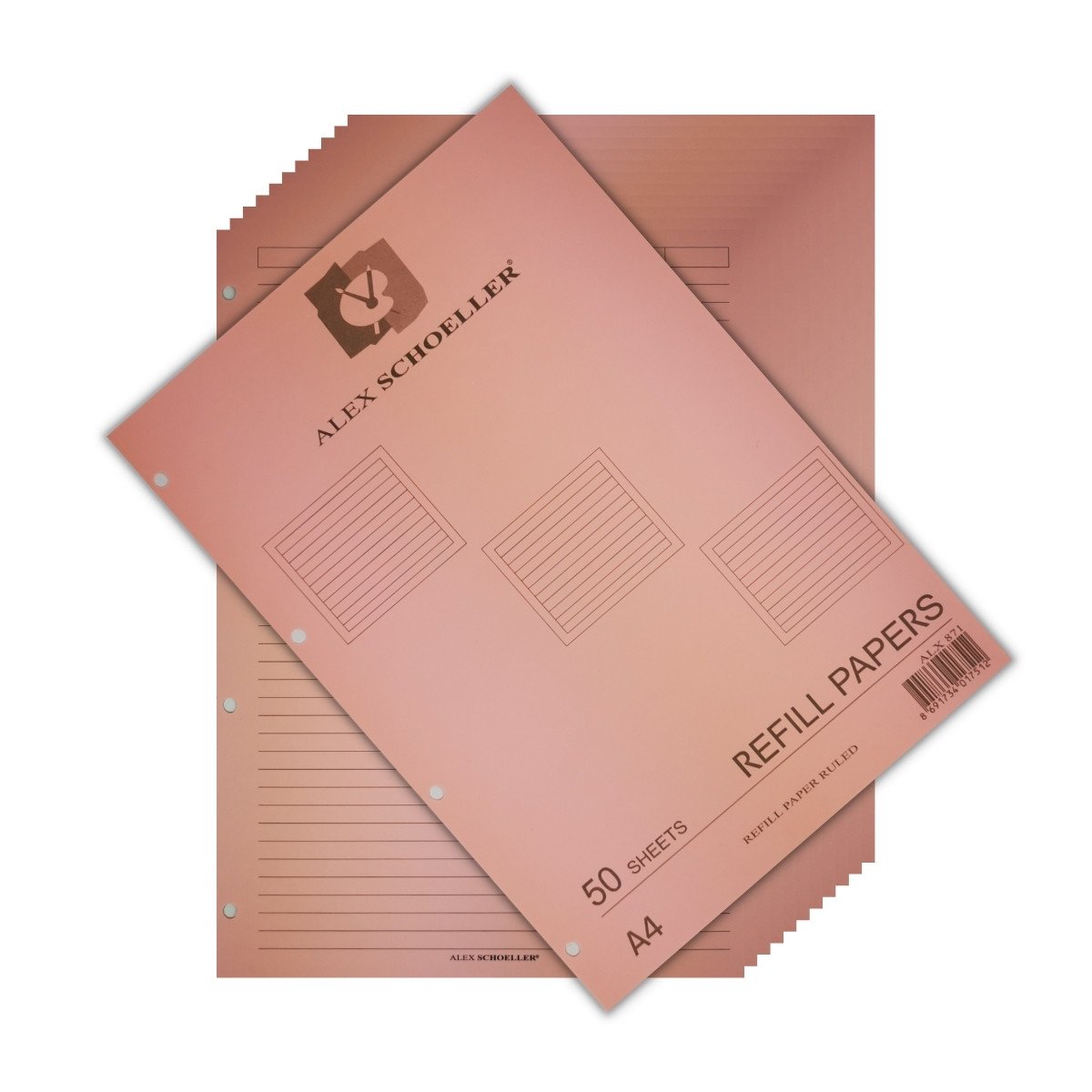 Alex Schoeller Kolej Yedek Renkli A4 Çizgili 50yp ALX 871 Pembe