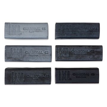 Derwent XL Charcoal Kömür Füzen Blok 6lı Set - Metal Box - Grey Shades