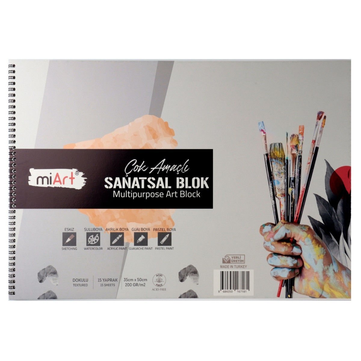 miArt Çok Amaçlı Sanatsal Blok 35x50cm 200gr 15yp