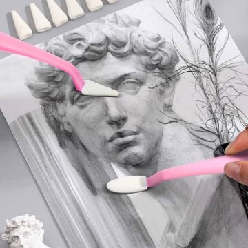 Art Elegant Toz Pastel Ve Kara Kalem Blender Seti 12 Parça