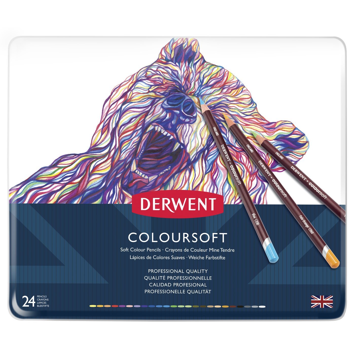 derwent coloursoft kuru boya kalem 24'lü renkli set