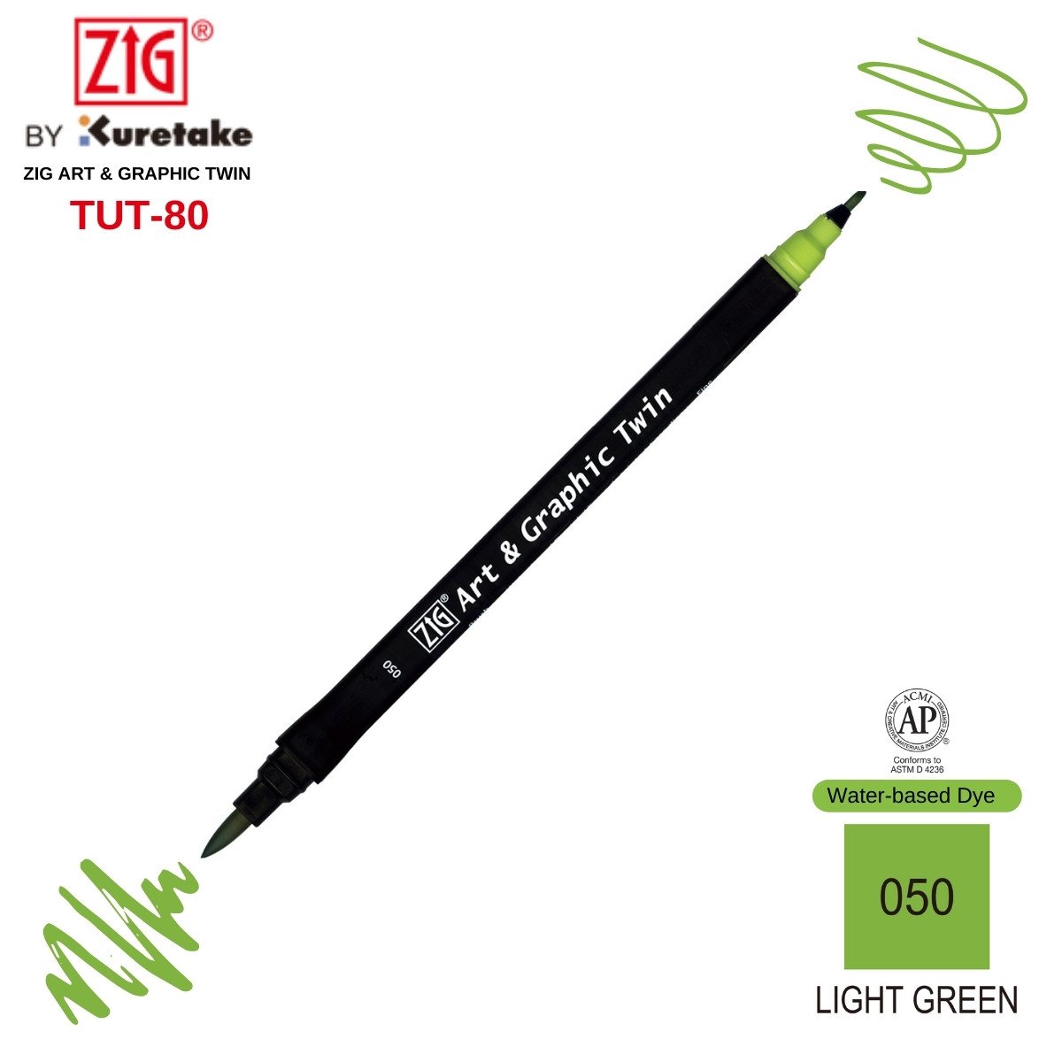 Zig Art&Graphic Twin Tut-80 Çift Uçlu Keçe Grafik Kalemi 050 Light Green