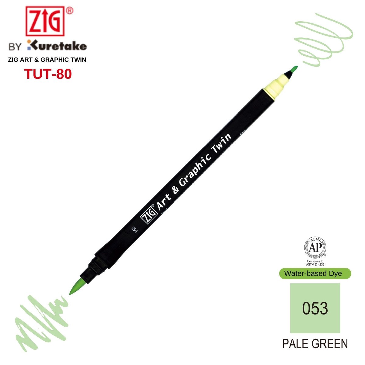 Zig Art&Graphic Twin Çift Uçlu Keçe Grafik Kalemi 053 Pale Green