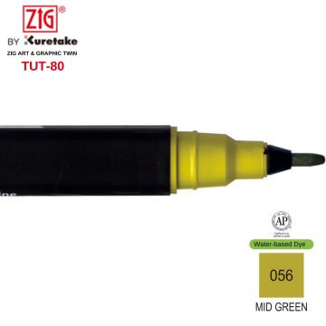 Zig Art&Graphic Twin Tut-80 Çift Uçlu Keçe Grafik Kalemi 056 Mid Green