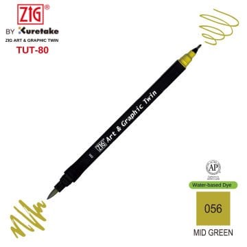 Zig Art&Graphic Twin Tut-80 Çift Uçlu Keçe Grafik Kalemi 056 Mid Green