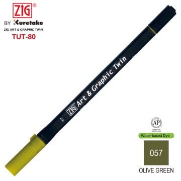 Zig Art&Graphic Twin Tut-80 Çift Uçlu Keçe Grafik Kalemi 057 Olıve Green