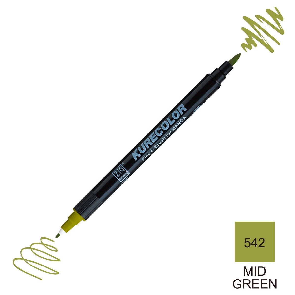 Zig Kurecolor Mangaka Fine&Brush Çift Taraflı Kalem CNKC-2200 No 542 Mid Green