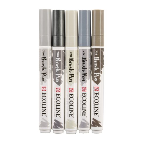 Talens Ecoline Brush Pen 5li Set Grey