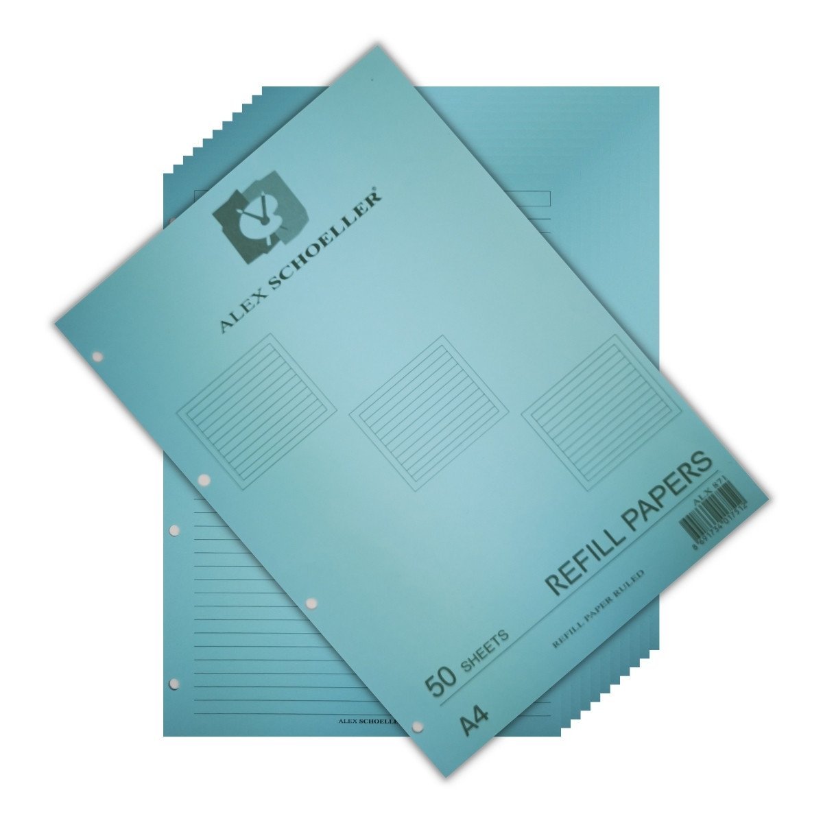 Alex Schoeller Kolej Yedek Renkli A4 Çizgili 50yp  ALX 871 Mavi