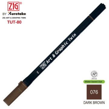 Zig Art&Graphic Twin Tut-80 Çift Uçlu Keçe Grafik Kalemi 076 Dark Brown