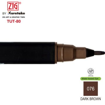 Zig Art&Graphic Twin Tut-80 Çift Uçlu Keçe Grafik Kalemi 076 Dark Brown