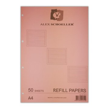 Alex Schoeller Kolej Yedek Renkli A4 Çizgili 50 Sayfa Pembe ALX 871