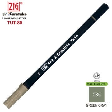 Zig Art&Graphic Twin Tut-80 Çift Uçlu Keçe Grafik Kalemi 085 Green Gray
