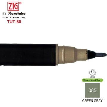 Zig Art&Graphic Twin Tut-80 Çift Uçlu Keçe Grafik Kalemi 085 Green Gray