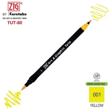 Zig Art&Graphic Twin Tut-80 Çift Uçlu Keçe Grafik Kalemi 1 Yellow