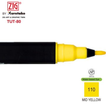 Zig Art&Graphic Twin Tut-80 Çift Uçlu Keçe Grafik Kalemi 110 Mid Yellow