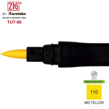 Zig Art&Graphic Twin Tut-80 Çift Uçlu Keçe Grafik Kalemi 110 Mid Yellow