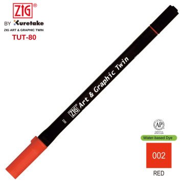 Zig Art&Graphic Twin Tut-80 Çift Uçlu Keçe Grafik Kalemi 2 Red