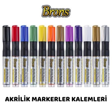 Brons Akrilik Marker Kalemi Kartuşlu Turuncu