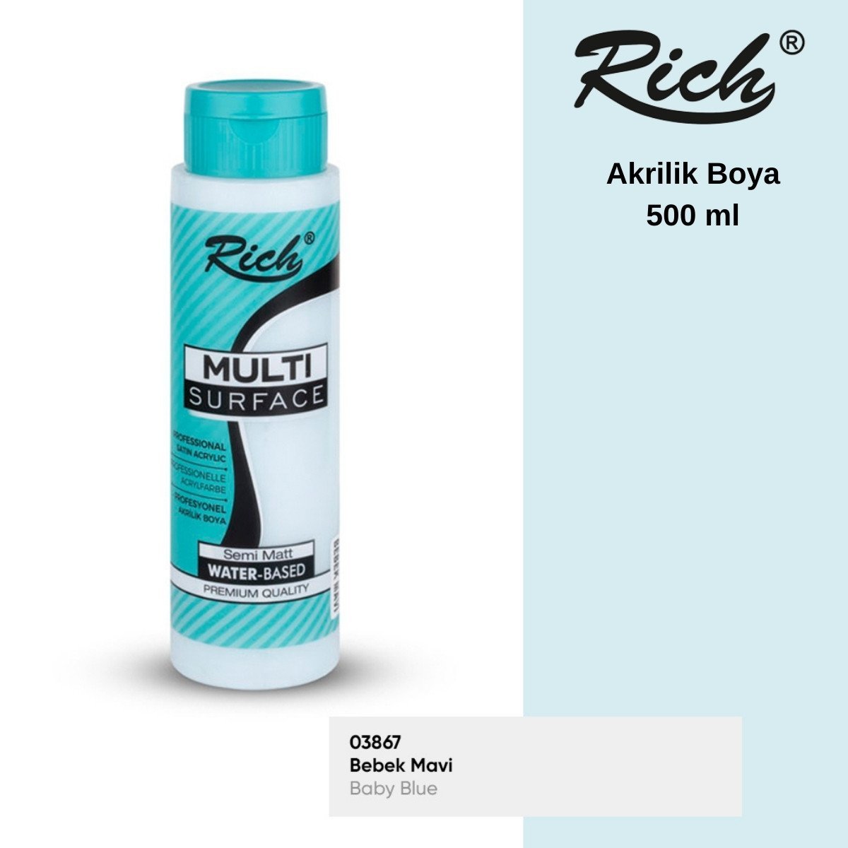 Rich Multi Surface Akrilik Boya 500ml 2182 Bebek Mavi