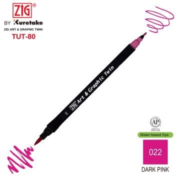 Zig Art&Graphic Twin Tut-80 Çift Uçlu Keçe Grafik Kalemi 22 Dark Pink