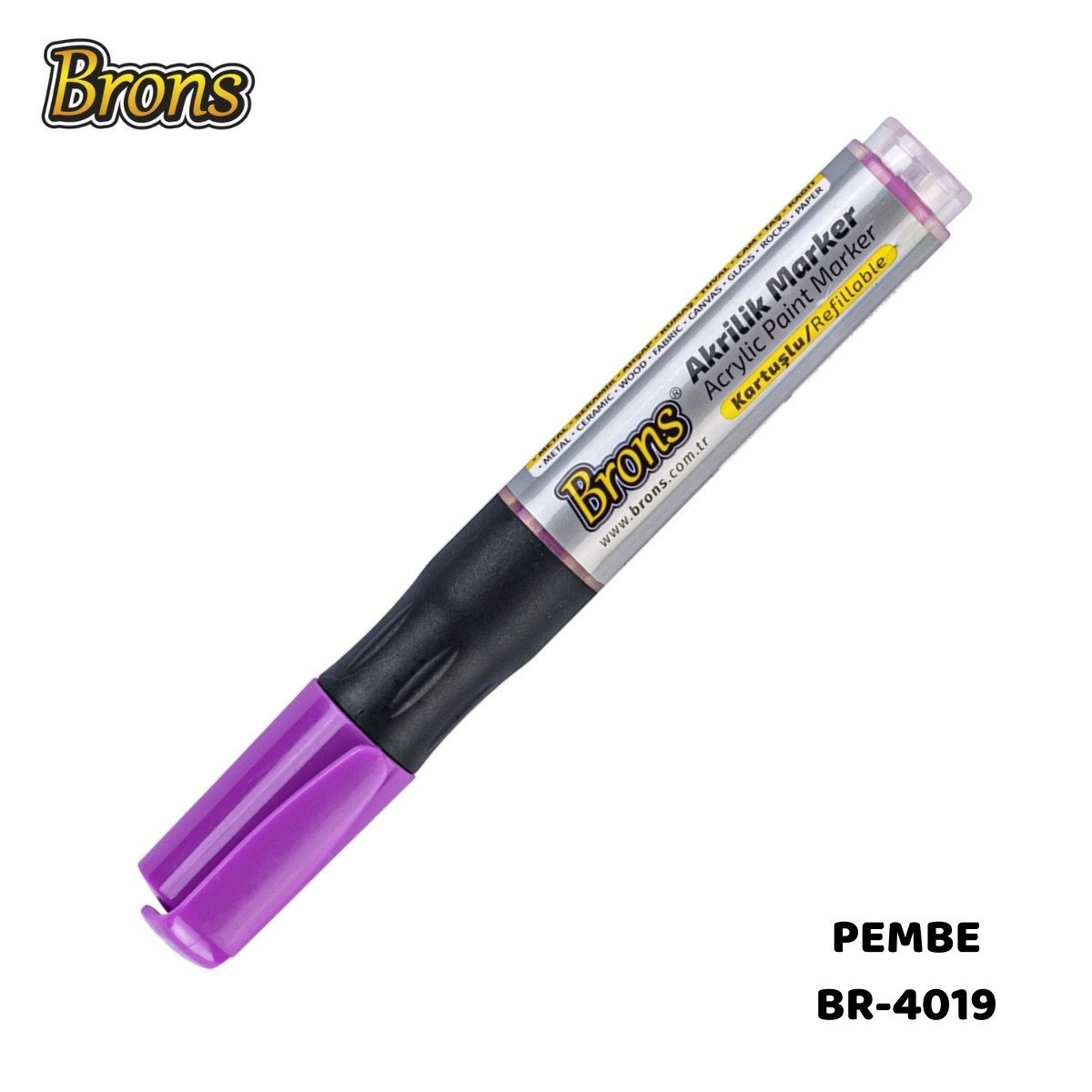 Brons Akrilik Marker Kalemi Kartuşlu Pembe