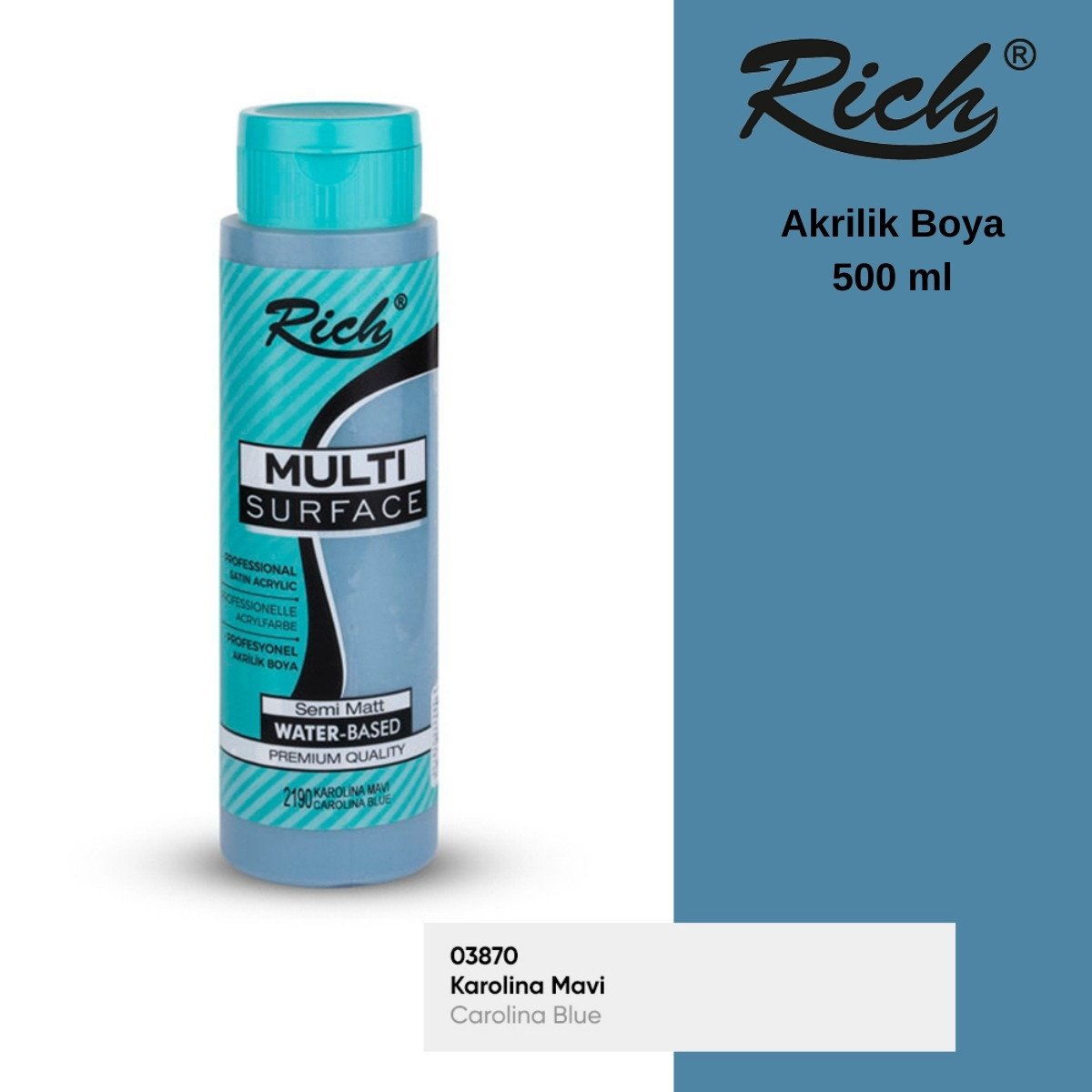 Rich Multi Surface Akrilik Boya 500ml 2190 Karolina Mavi