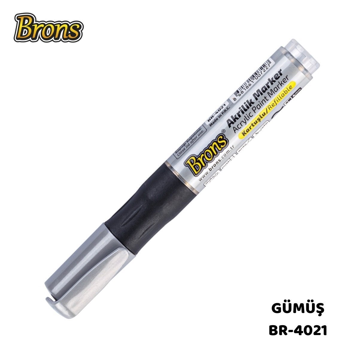 Brons Akrilik Marker Kalemi Kartuşlu Gümüş
