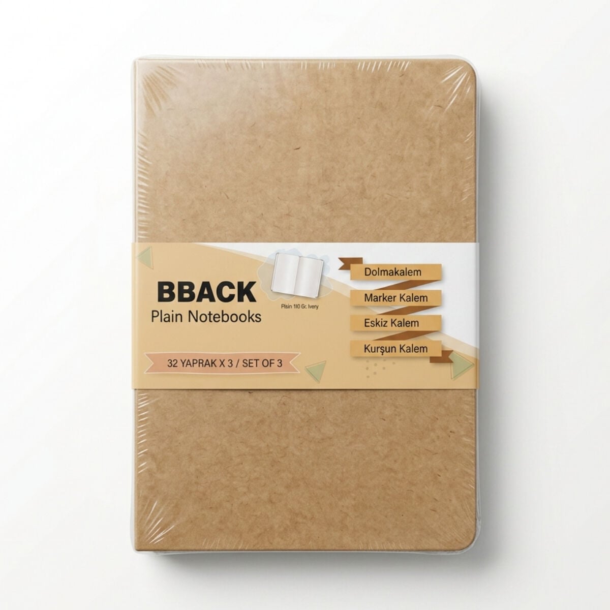 Bback Eskiz Defteri 110gr 32yp 13.8x21cm Kraft Seti 3lü