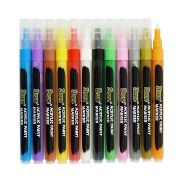 Brons Akrilik Marker İnce Uçlu 12li Set