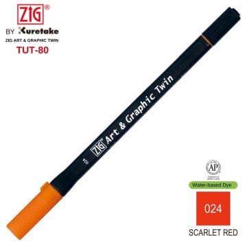 Zig Art&Graphic Twin Tut-80 Çift Uçlu Keçe Grafik Kalemi 24 Scarlet Red