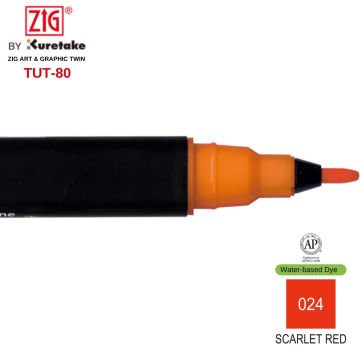 Zig Art&Graphic Twin Tut-80 Çift Uçlu Keçe Grafik Kalemi 24 Scarlet Red