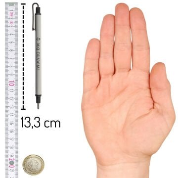 Drawme Basmalı Silgi Kalemi 2.3mm Yuvarlak Uç Gümüş