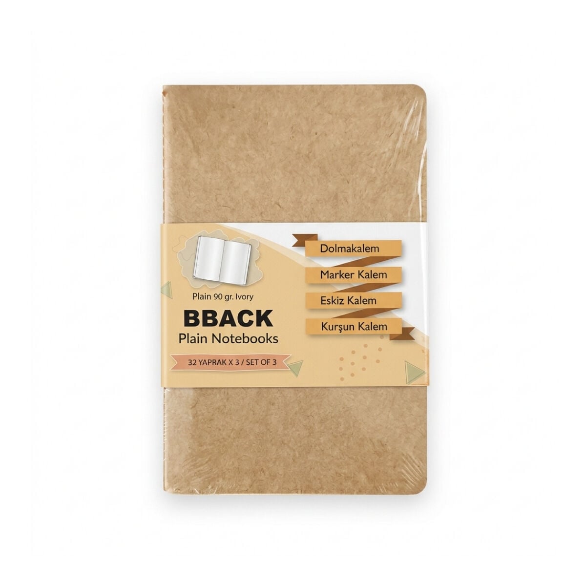 Bback Eskiz Defteri 90gr 32yp 9x14cm Kraft Seti 3lü
