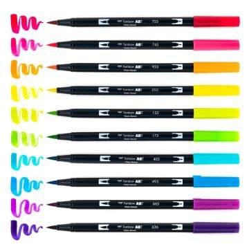 Tombow Dual Brush Pen Kalemi Seti Bright Renkler 56185 10 Renk