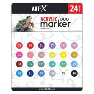 ART-X Çift Uçlu Akrilik Marker Kalem Seti 24lü