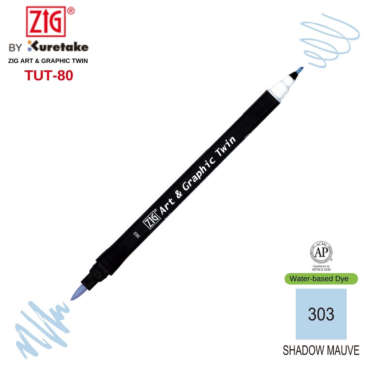 Zig Art&Graphic Twin Tut-80 Çift Uçlu Keçe Grafik Kalemi 303 Shadow Mauve