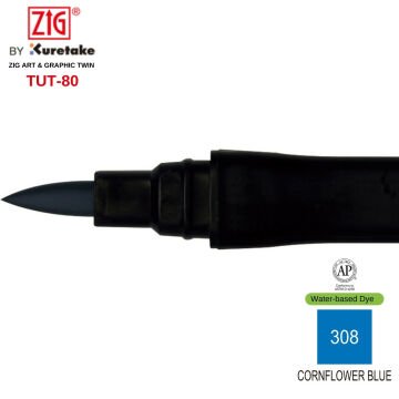Zig Art&Graphic Twin Tut-80 Çift Uçlu Keçe Grafik Kalemi 308 Comflour Blue