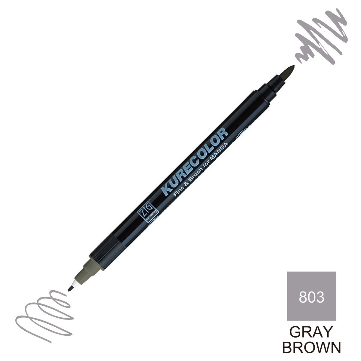 Zig Kurecolor Mangaka Fine&Brush Çift Taraflı Kalem CNKC-2200 No 803 Gray Brown