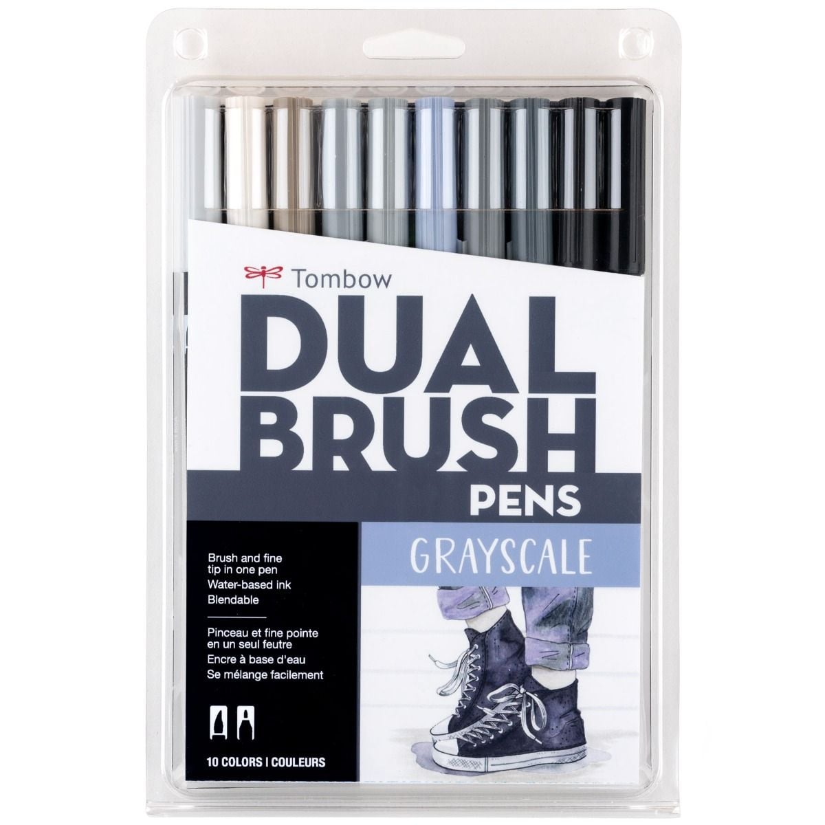Tombow Dual Brush Pen Kalemi Seti 10lu Grayscale Renkler