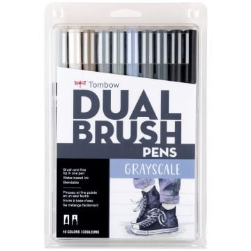 Tombow Dual Brush Pen Kalemi Seti 10lu Grayscale Renkler