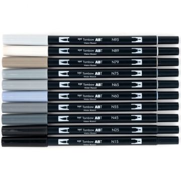Tombow Dual Brush Pen Kalemi Seti 10lu Grayscale Renkler