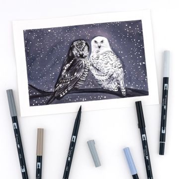 Tombow Dual Brush Pen Kalemi Seti 10lu Grayscale Renkler