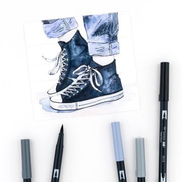 Tombow Dual Brush Pen Kalemi Seti Grayscale Renkler 56171 10 Renk