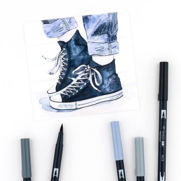 Tombow Dual Brush Pen Kalemi Seti 10lu Grayscale Renkler