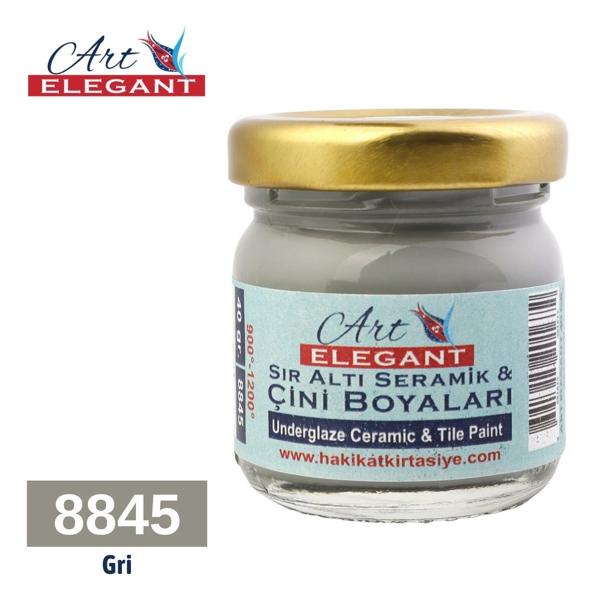 Art Elegant Seramik Ve Çini Boya 40gr 8845 Gri
