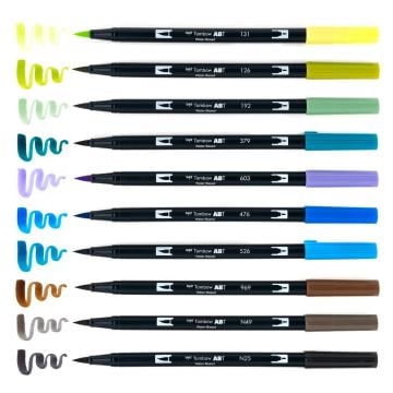 Tombow Dual Brush Pen Kalemi Seti 10lu Landscape Renkler