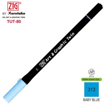 Zig Art&Graphic Twin Tut-80 Çift Uçlu Keçe Grafik Kalemi 313 Baby Blue