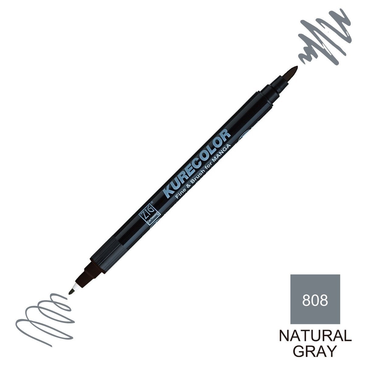 Zig Kurecolor Mangaka Fine&Brush Çift Taraflı Kalem CNKC-2200 No 808 Natural Gray