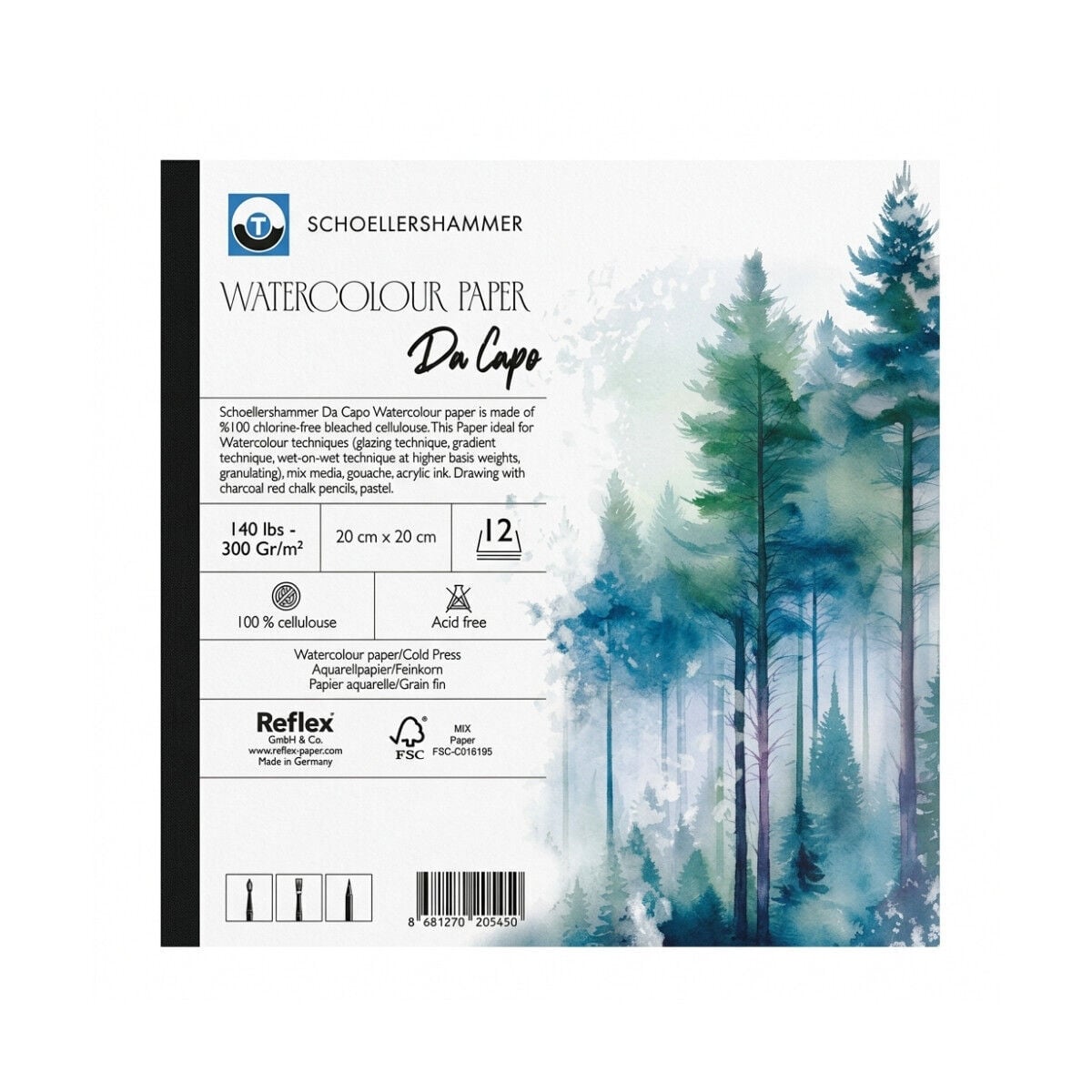 Schoellershammer Da Capo Sulu Boya Defteri 300gr 15x15cm 24yp